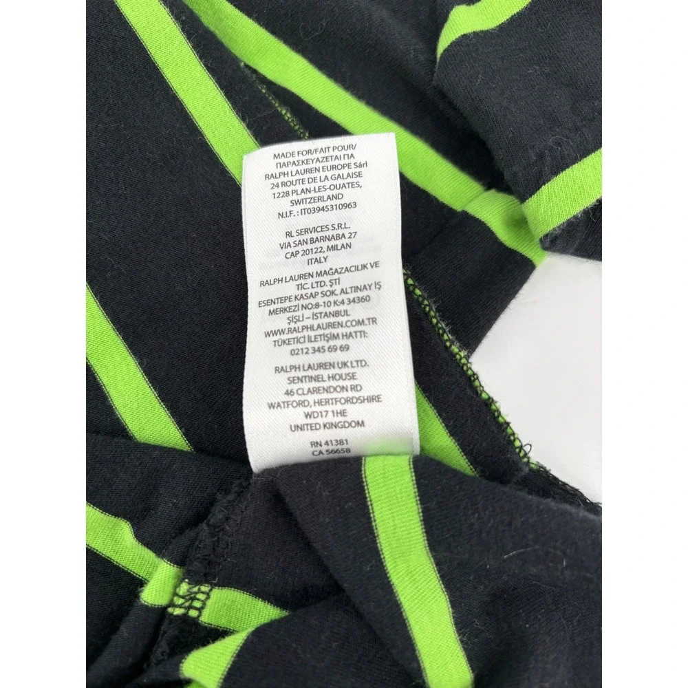 Polo Ralph Lauren Mens XL Classic Fit Striped T-Shirt Black Lime Green Pony Logo